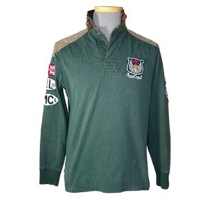 Polo By Ralph Lauren Men’s Vintage Rugby Shirt With Motorcycle Club Patches Med